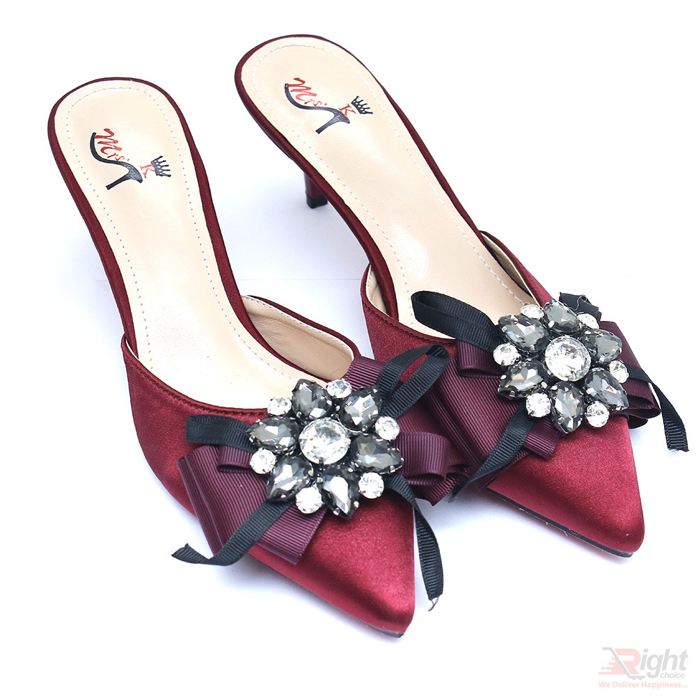   High heels ladies maroon color party Shoe 