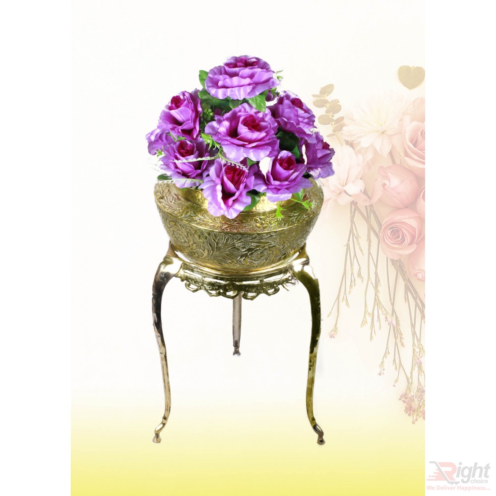Pitol Small Tob and Stand Set With Violet Flowers 