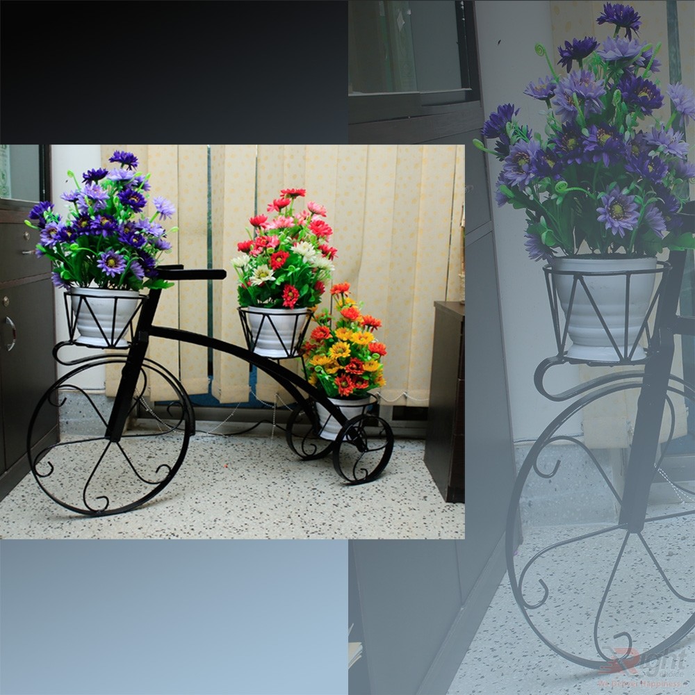 Bicycle Shape Indoor Stand with Artificial Flowers 