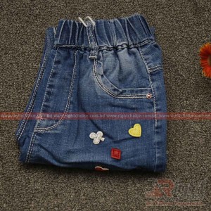 Love Printed Baby Girls Jeans Pant