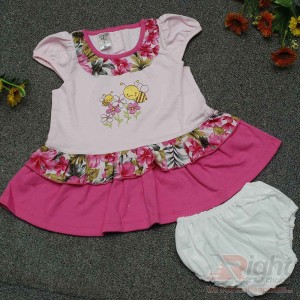 Bee Printed Baby Girls Dress with Half-Pants