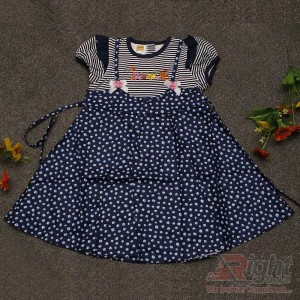 Beautiful Cat Printed Dotted Baby Girls Dress 