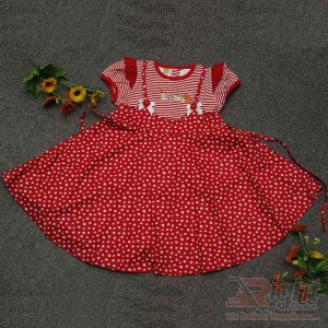 Beautiful Cat Printed Dotted Baby Girls Dress 