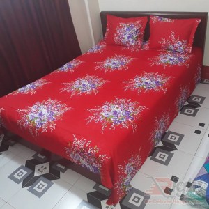 Cotton Bed Sheet Set - 7.5/8 Feet - Red