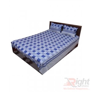 Blue Cotton Double Size Bedsheet