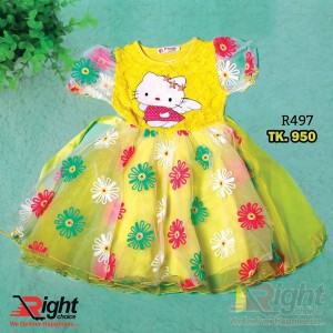 Funny Cartoon Printed Girls Frock 