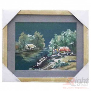 Village River water painting  3 pictures Combo Set