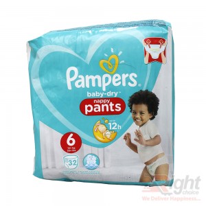 Pampers Baby-Dry Nappy Pants  Size 6 (XXL) Weight 15+kg