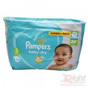 Pampers Baby-Dry Size-3 (100 Nappies) Weight:6-10kg