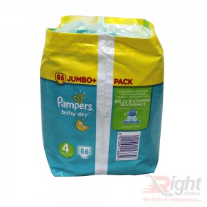 Pampers Baby-Dry Size-4 (86 Nappies Jumbo Pack) Weight:8-16kg 