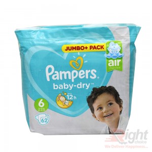 Pampers Baby-Dry Size-6 (62 Nappies Jumbo Pack) Weight:13-18kg