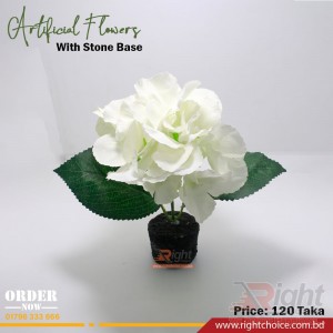 Artificial White Flower With Stone Base 
