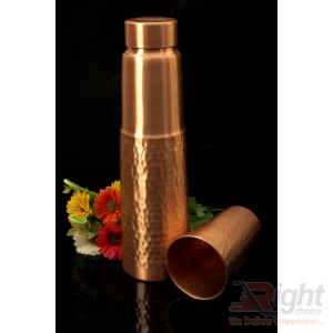 copper water bottle with glass