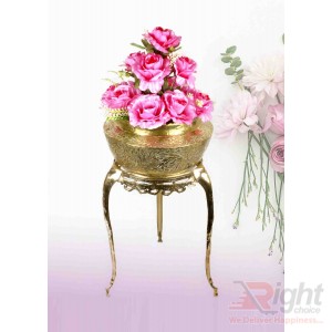 Pitol Small Tob and Stand Set With Pink Flowers 
