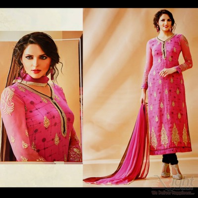 Original Indian (Rose Fashion) Pink Color Georgette Unstitch Salwar Kamiz  