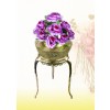 Pitol Small Tob and Stand Set With Violet Flowers 